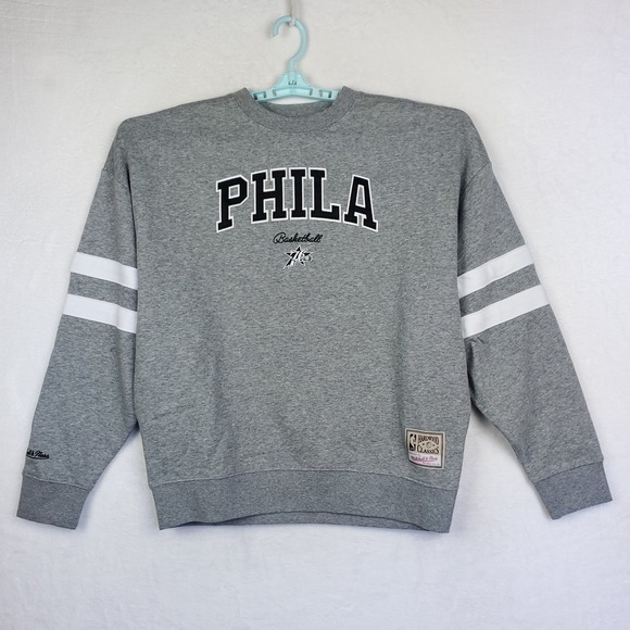 Philadelphia‎ 76ers Mitchell & Ness NBA Womens Medium Sweatshirt Gray NWT - Picture 2 of 8